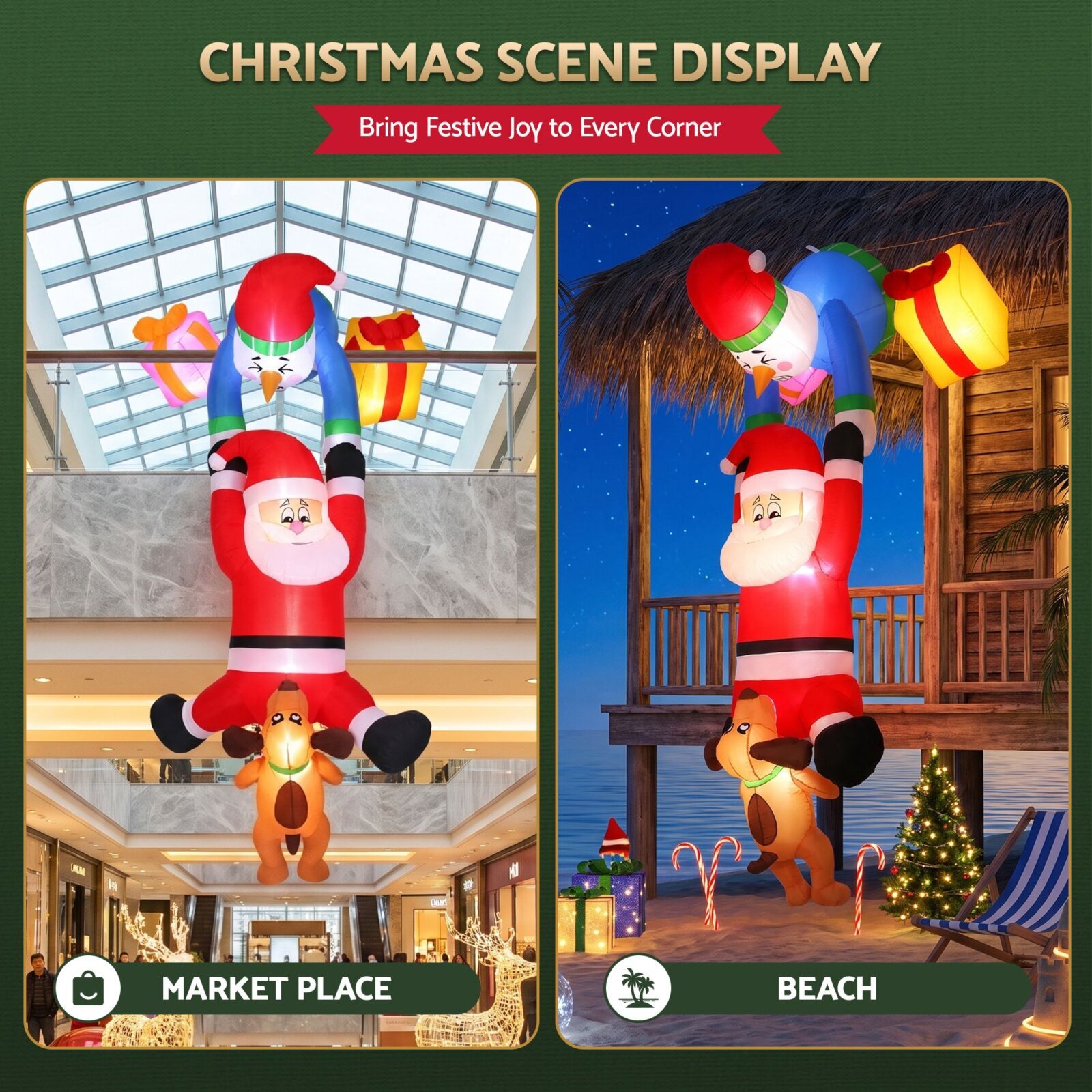 Jingle Jollys Christmas Inflatable Climbing Santa 3.5M Height LED Decorations