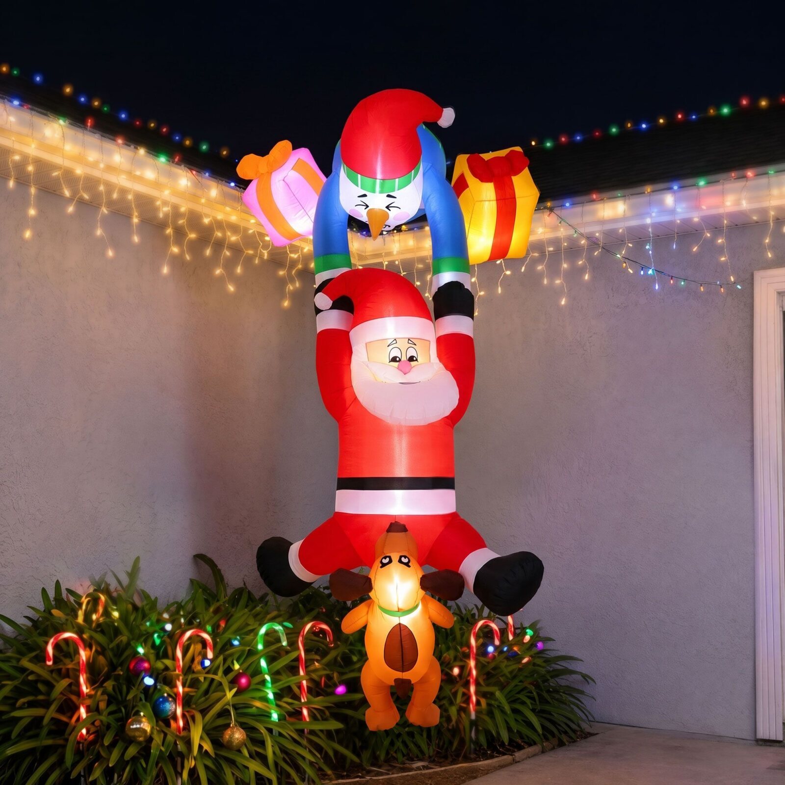 Jingle Jollys Christmas Inflatable Climbing Santa 3.5M Height LED Decorations