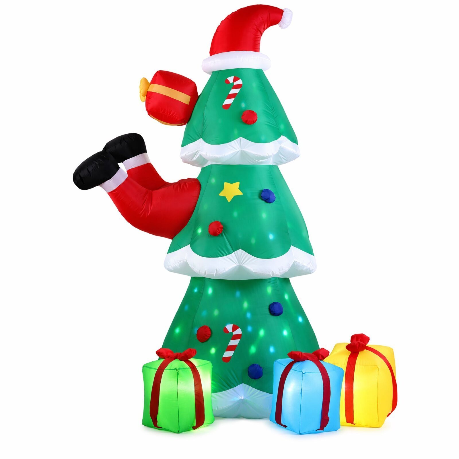 Jingle Jollys Christmas Inflatable Santa Tree 2.5M Height Flashing Light