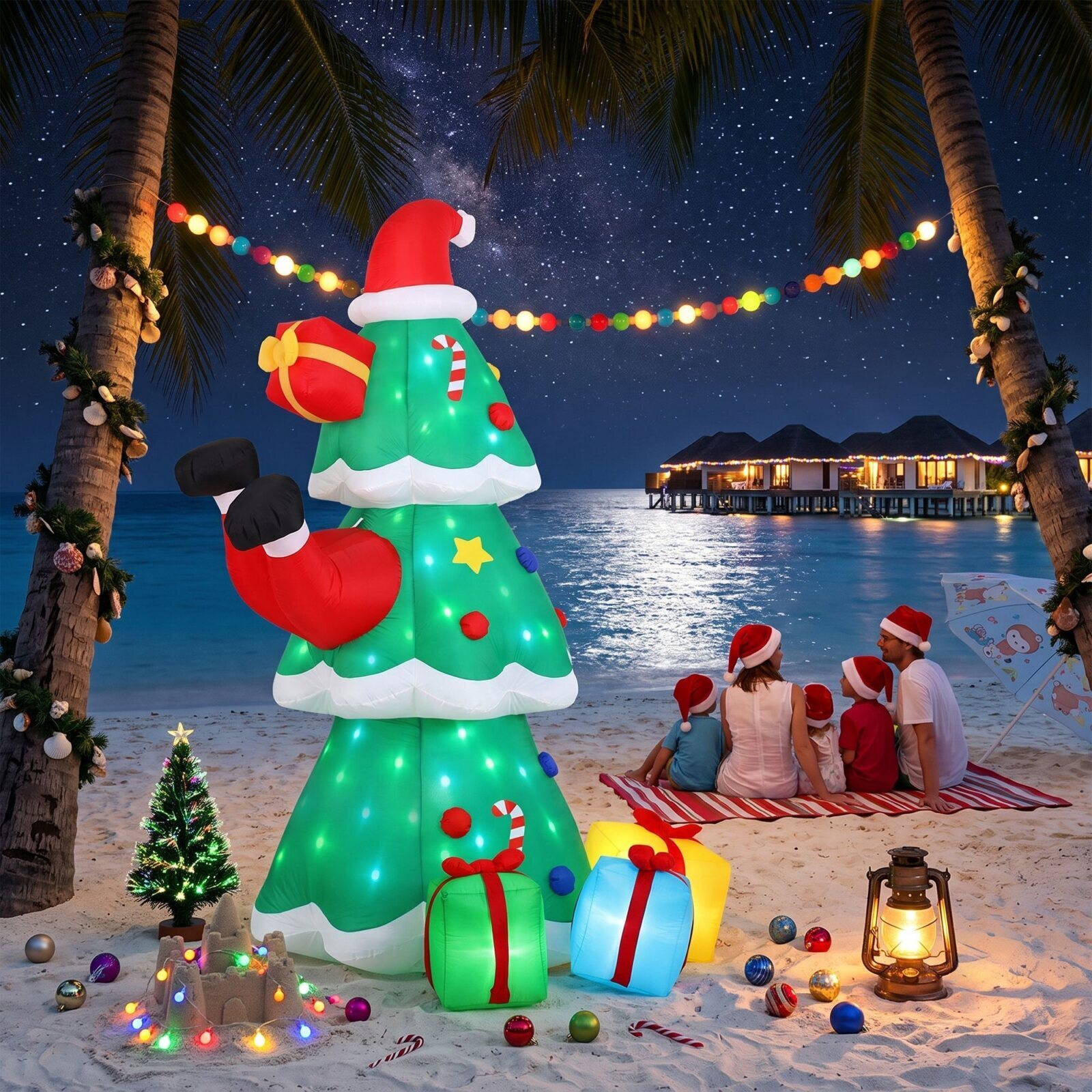 Jingle Jollys Christmas Inflatable Santa Tree 2.5M Height Flashing Light