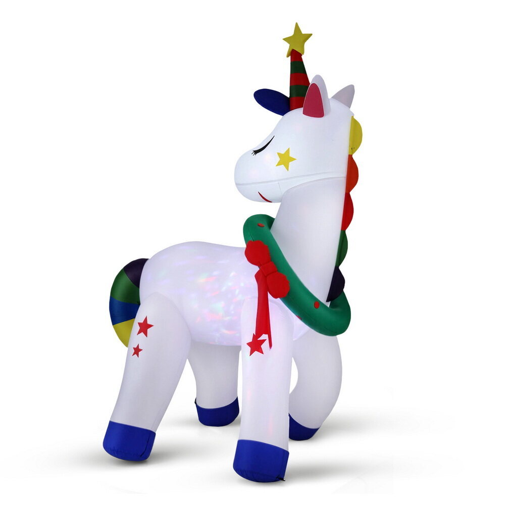 Jingle Jollys Christmas Inflatable Unicorn 1.8M Tall Outdoor Decorations
