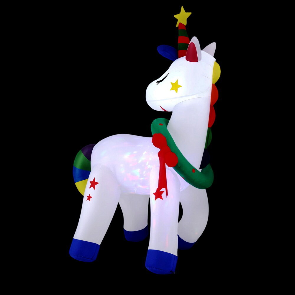 Jingle Jollys Christmas Inflatable Unicorn 1.8M Tall Outdoor Decorations