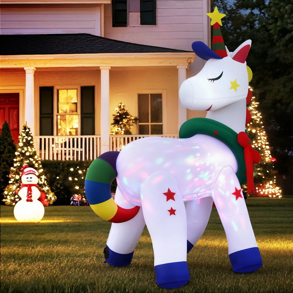 Jingle Jollys Christmas Inflatable Unicorn 1.8M Tall Outdoor Decorations