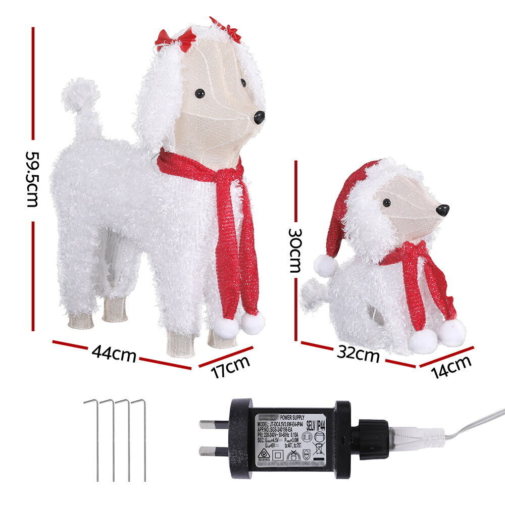 Jingle Jollys Christmas Lights 60 LED Fairy Light 2pcs Dog Decorations Set