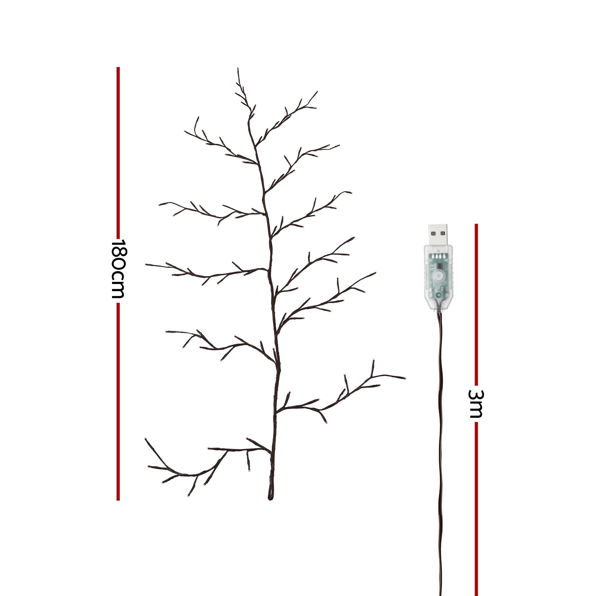 Jingle Jollys Christmas Willow Vine Lights Branch LED Fairy DIY Wall Decor 1.8m
