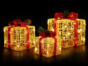 Jingle Jollys Christmas Lights Gift Box Set 3 PCS Set 48 LED Decorations