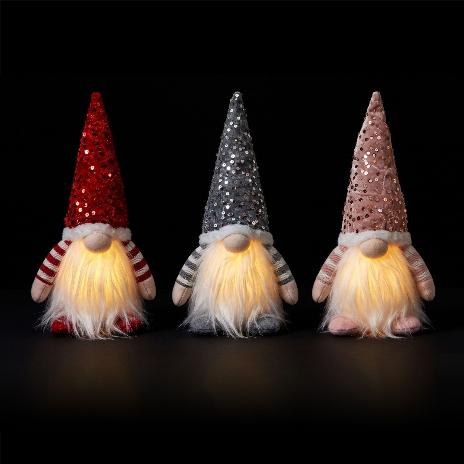Jingle Jollys Christmas Gnomes Light Up Christmas Decorations Plush Goblin 3pc