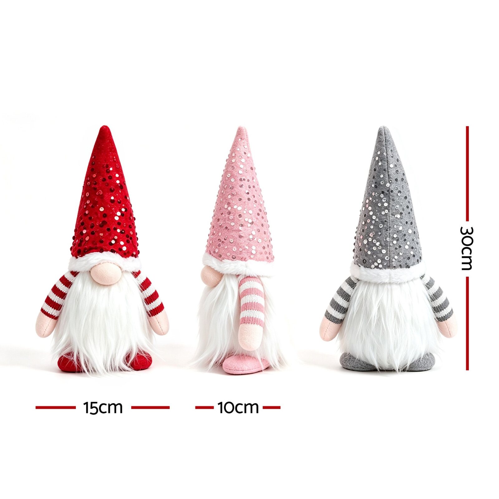 Jingle Jollys Christmas Gnomes Light Up Christmas Decorations Plush Goblin 3pc