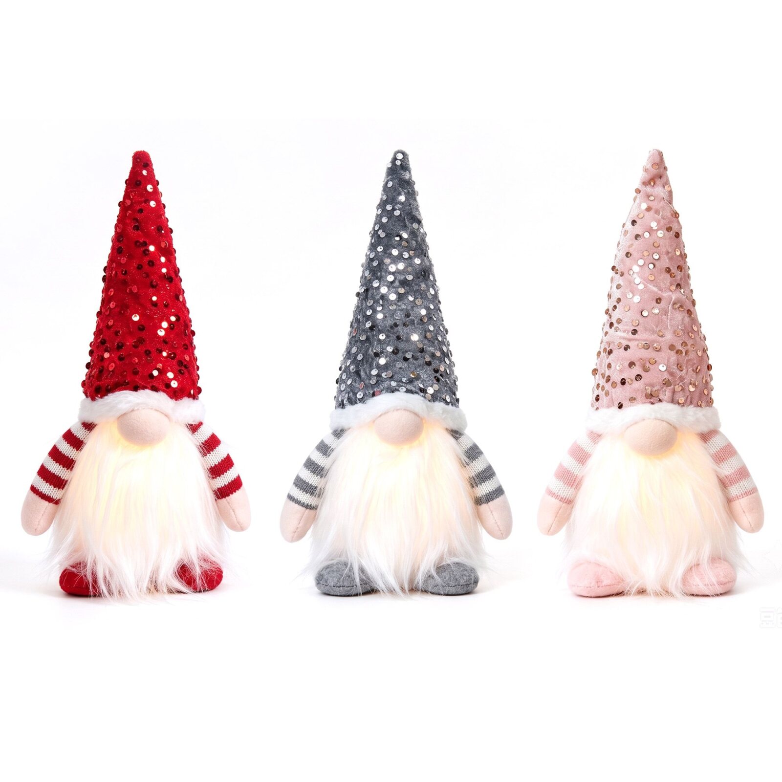 Jingle Jollys Christmas Gnomes Light Up Christmas Decorations Plush Goblin 3pc