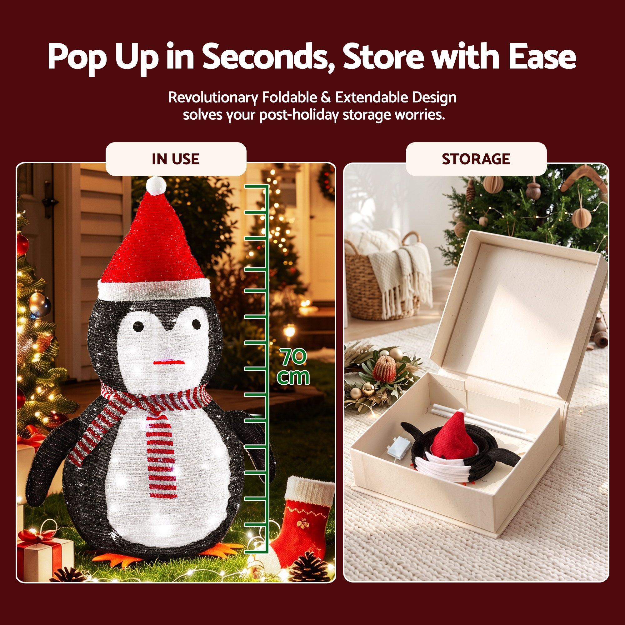 Jingle Jollys Christmas Penguin Light LED Christmas Decoration Pop Up Christmas