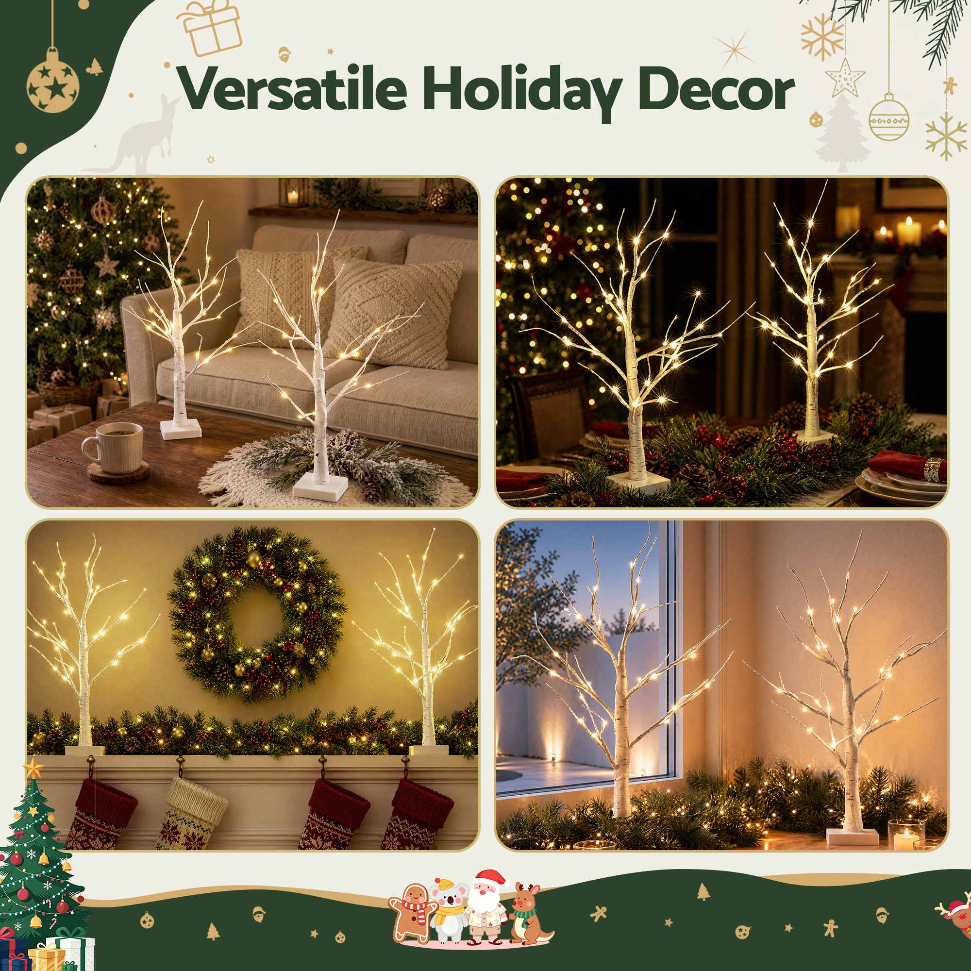 Jingle Jollys Lighted Branch Tree Christmas Decorations Warm White Christmas