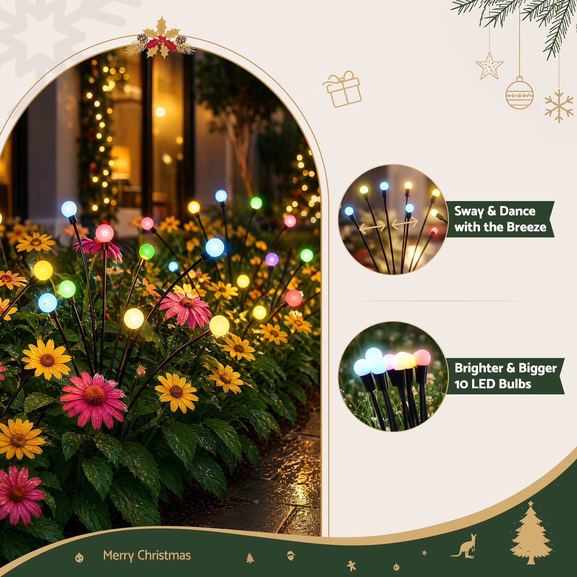 Jingle Jollys Christmas Lights Solar Firefly Lights Garden Decoration Path