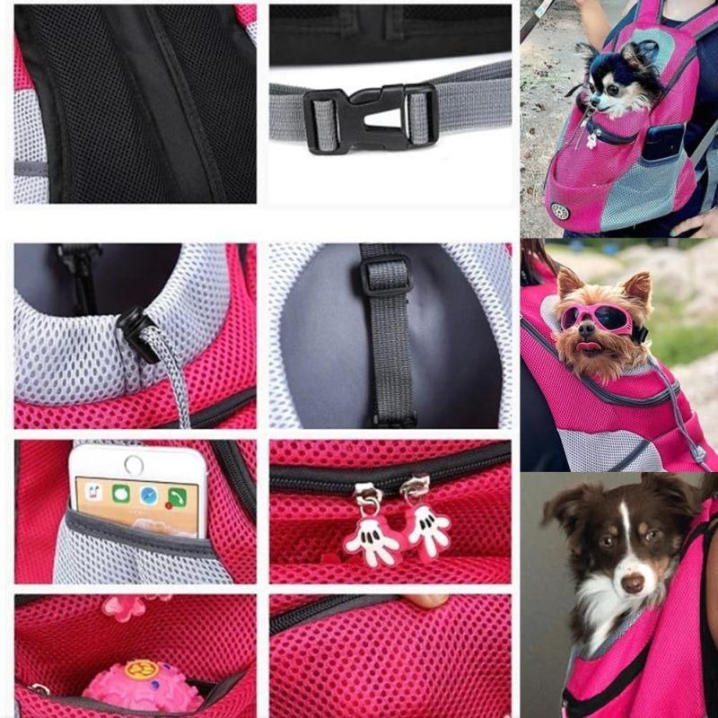 Breathable Mesh Pet Carrier Backpack For Dogs Cats Hiking Travel - Blue M