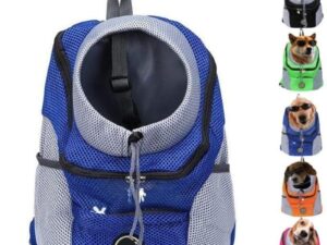 Breathable Mesh Pet Carrier Backpack For Dogs Cats Hiking Travel - Blue M