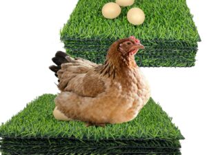 Chicken Nesting Pads 12 Pack Washable Artificial Grass Egg Mats 12x12 Inch Green