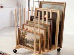 Artiss Wooden Art Drying & Canvas Storage Rack w/ Caster Wheels for