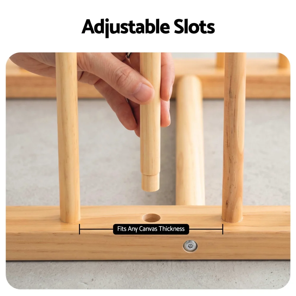 Artiss Art Drying & Storage Rack w/ Caster Wheels, Solid Wood Adjustable Slots