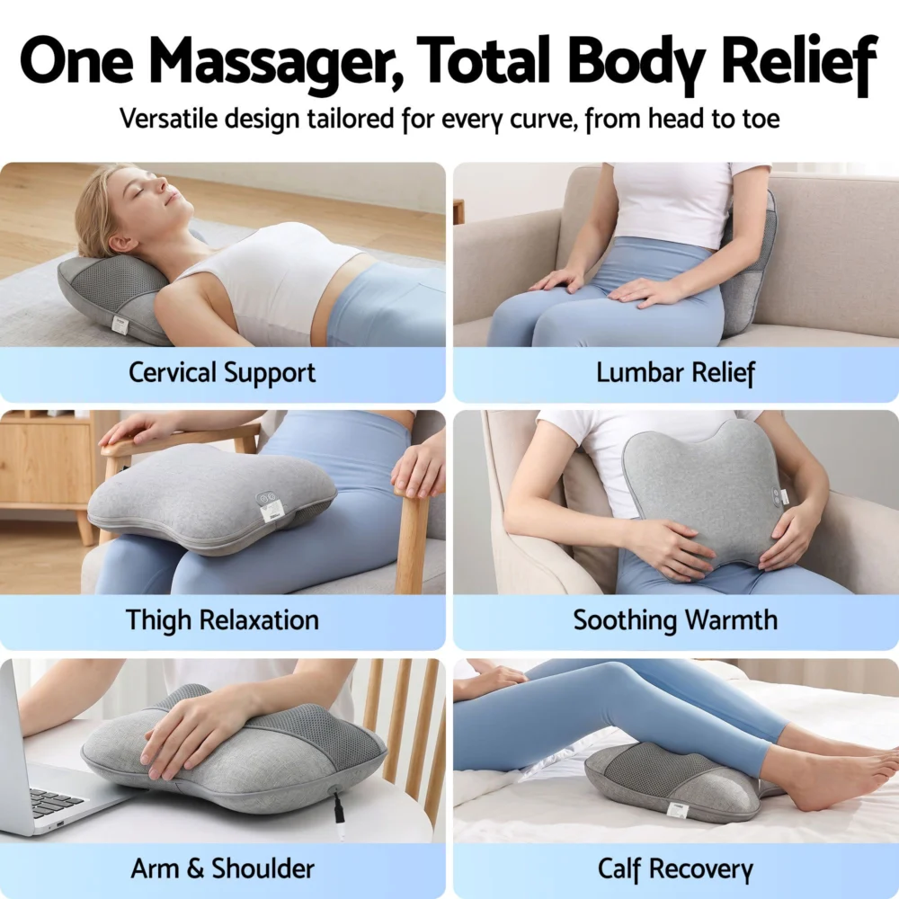 Livemor Back Massager w/ Heat, USB Neck & Shoulder Massage Pillow, 3-Speed