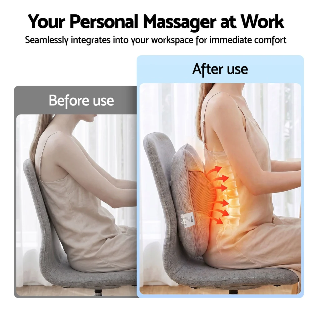 Livemor Back Massager w/ Heat, USB Neck & Shoulder Massage Pillow, 3-Speed