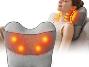 Livemor Back Massager w/ Heat, USB Neck & Shoulder Massage Pillow, 3-Speed