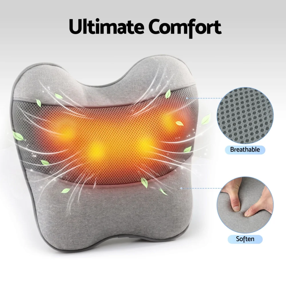 Livemor Back Massager w/ Heat, USB Neck & Shoulder Massage Pillow, 3-Speed