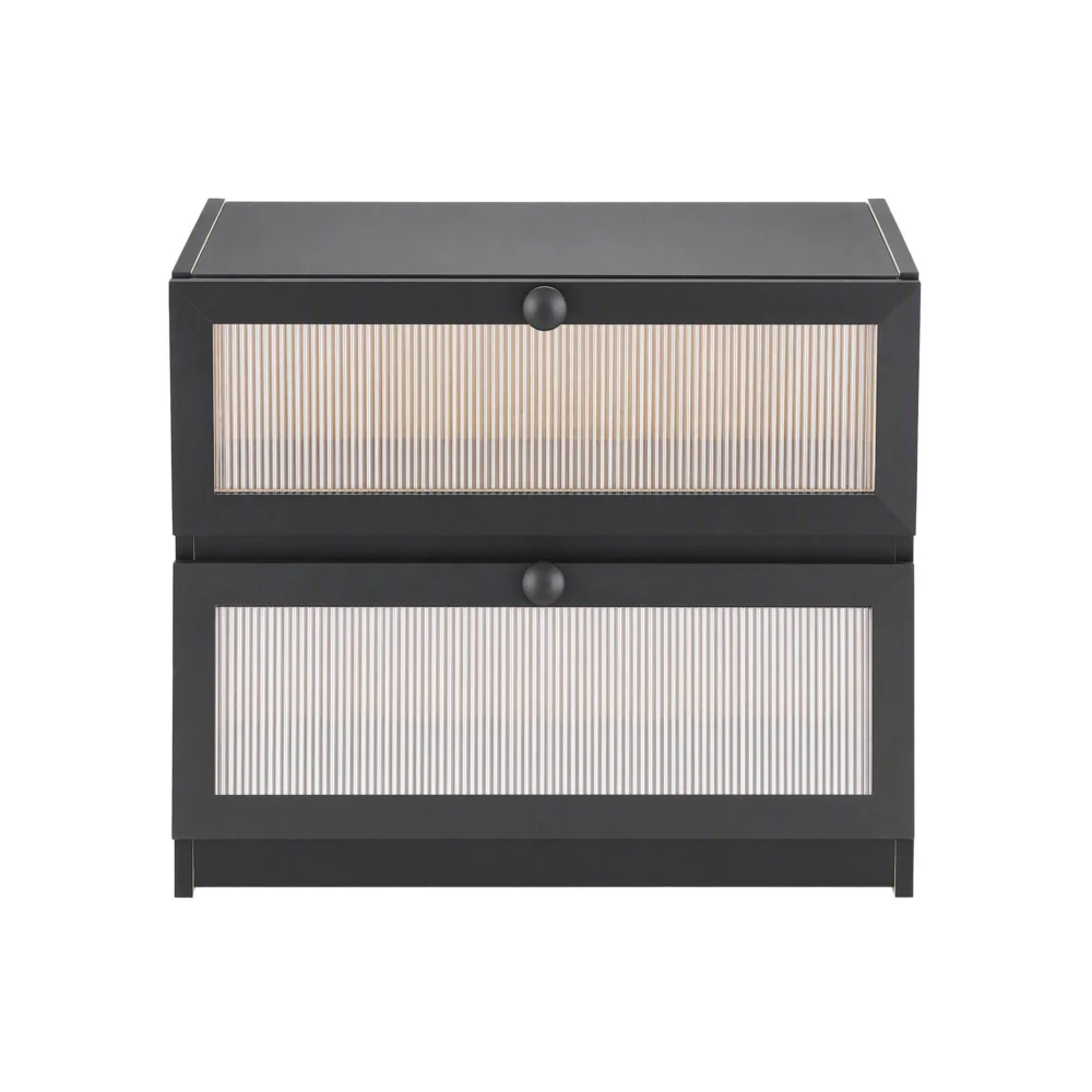 Artiss Bamboo Bread Box 2-Tier Kitchen Countertop Storage 40cm Black