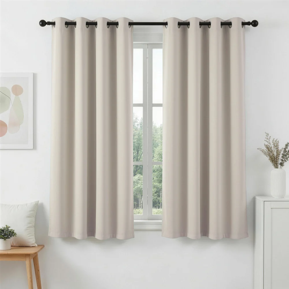 Artiss Blockout Curtains 2X 132x160cm Thermal Insulated Eyelet Drapes Beige