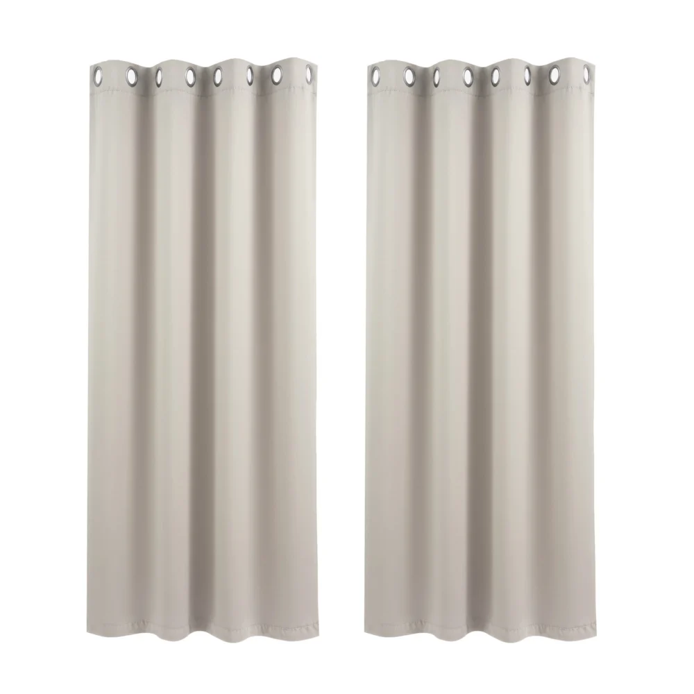 Artiss Blockout Curtains 2X 132x160cm Thermal Insulated Eyelet Drapes Beige