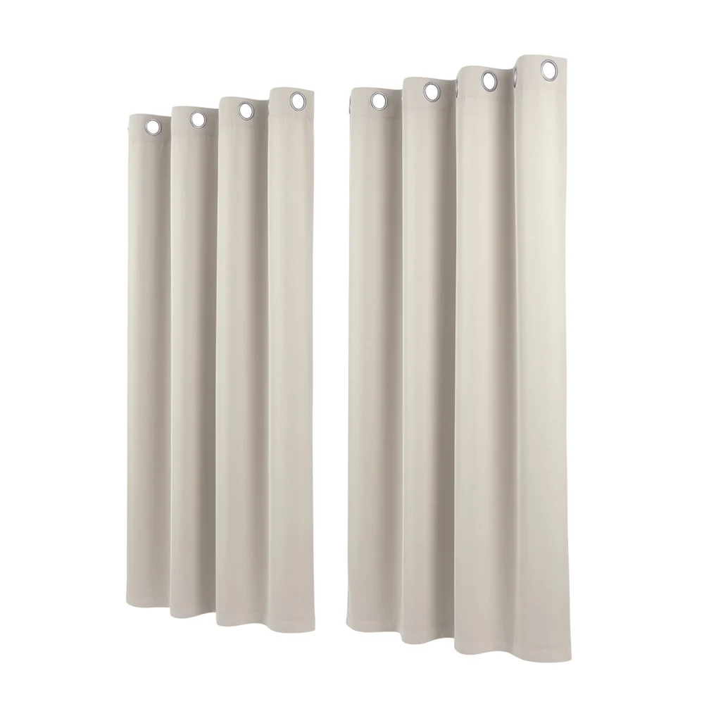 Artiss Blockout Curtains 2X 132x160cm Thermal Insulated Eyelet Drapes Beige