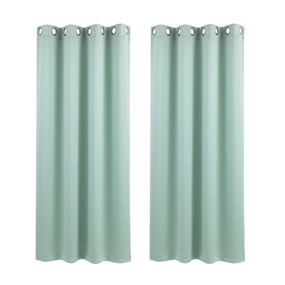 Artiss Blockout Curtains 2X 132x160cm Thermal Insulated Eyelet Drapes Green