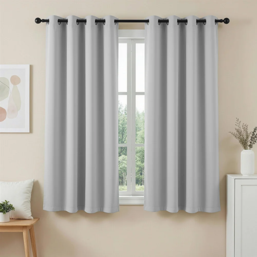Artiss Blockout Curtains 2X 132x160cm Thermal Insulated Eyelet Drapes Grey