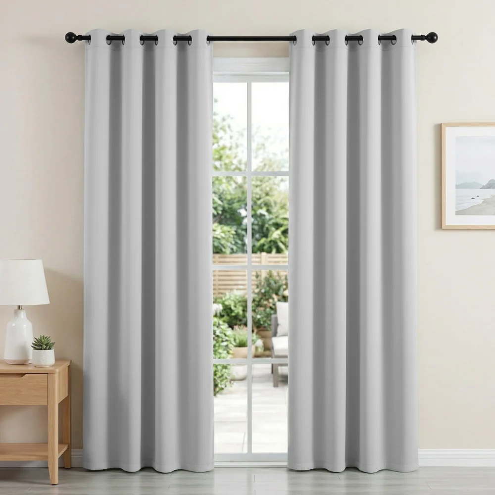Artiss Blockout Curtains 2X 132x213cm Thermal Insulated Eyelet Drapes Grey