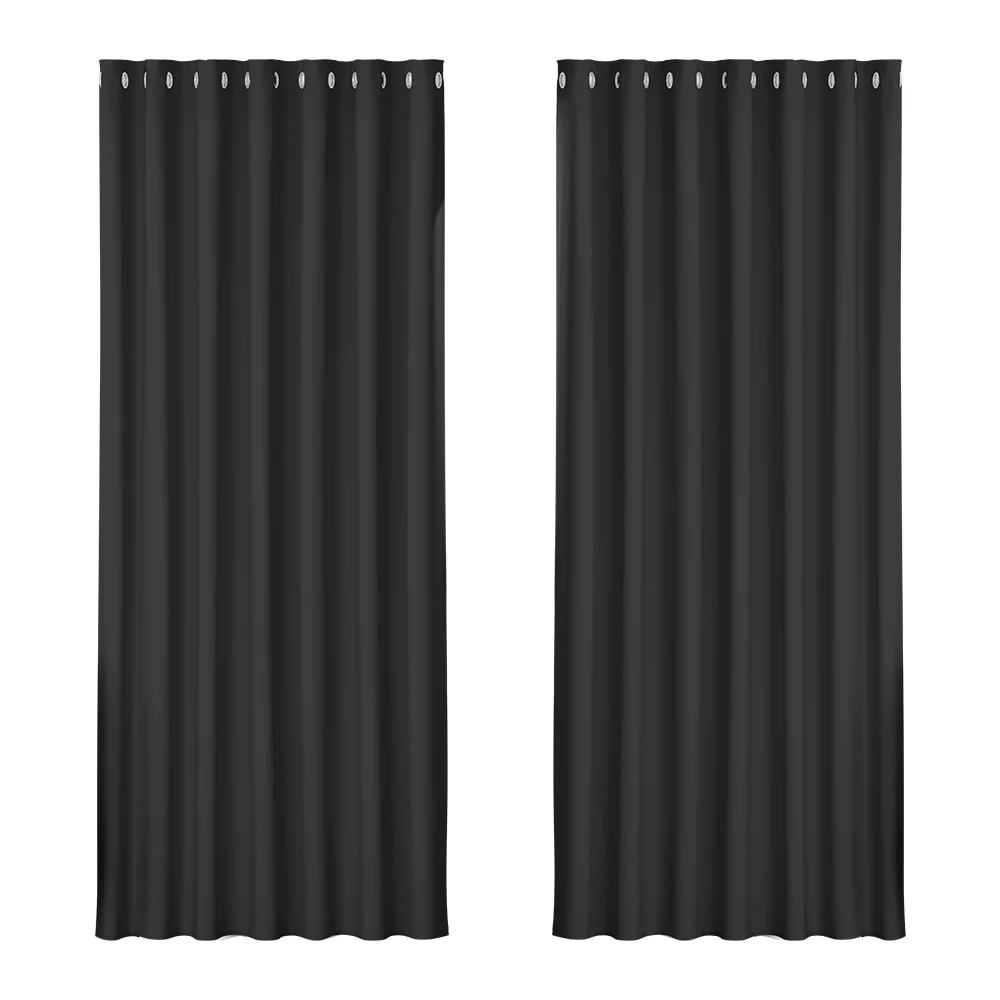 Artiss 2X Blockout Curtains Eyelet 240x230cm Black