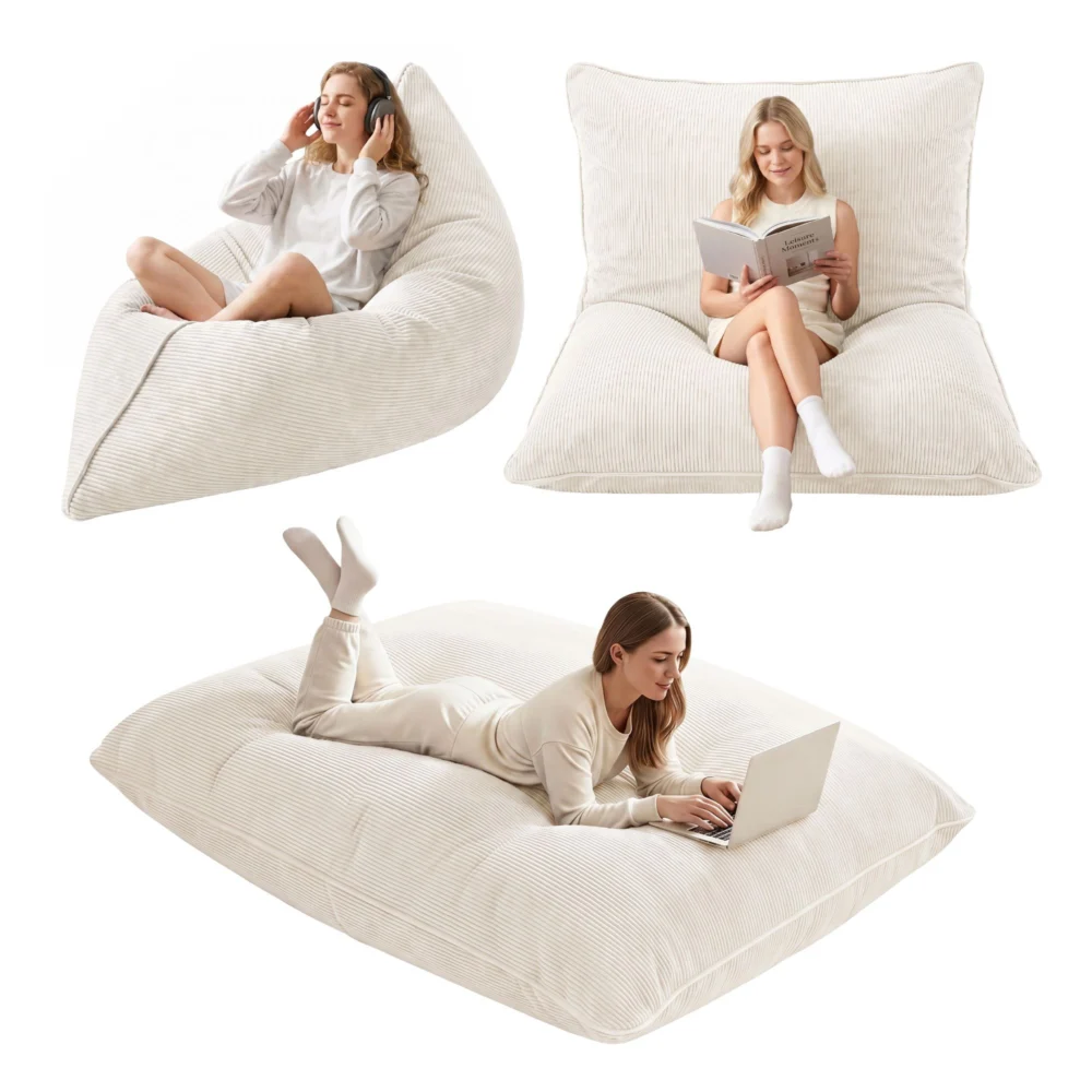 Artiss 3 in 1 Bean Bag Chair Cover (No Filler) Convertible Bean Bag for Adults
