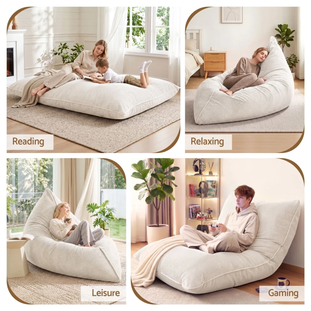 Artiss 3 in 1 Bean Bag Chair Cover (No Filler) Convertible Bean Bag for Adults