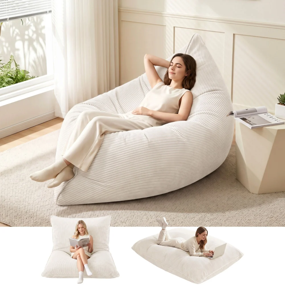 Artiss 3 in 1 Bean Bag Chair Cover (No Filler) Convertible Bean Bag for Adults