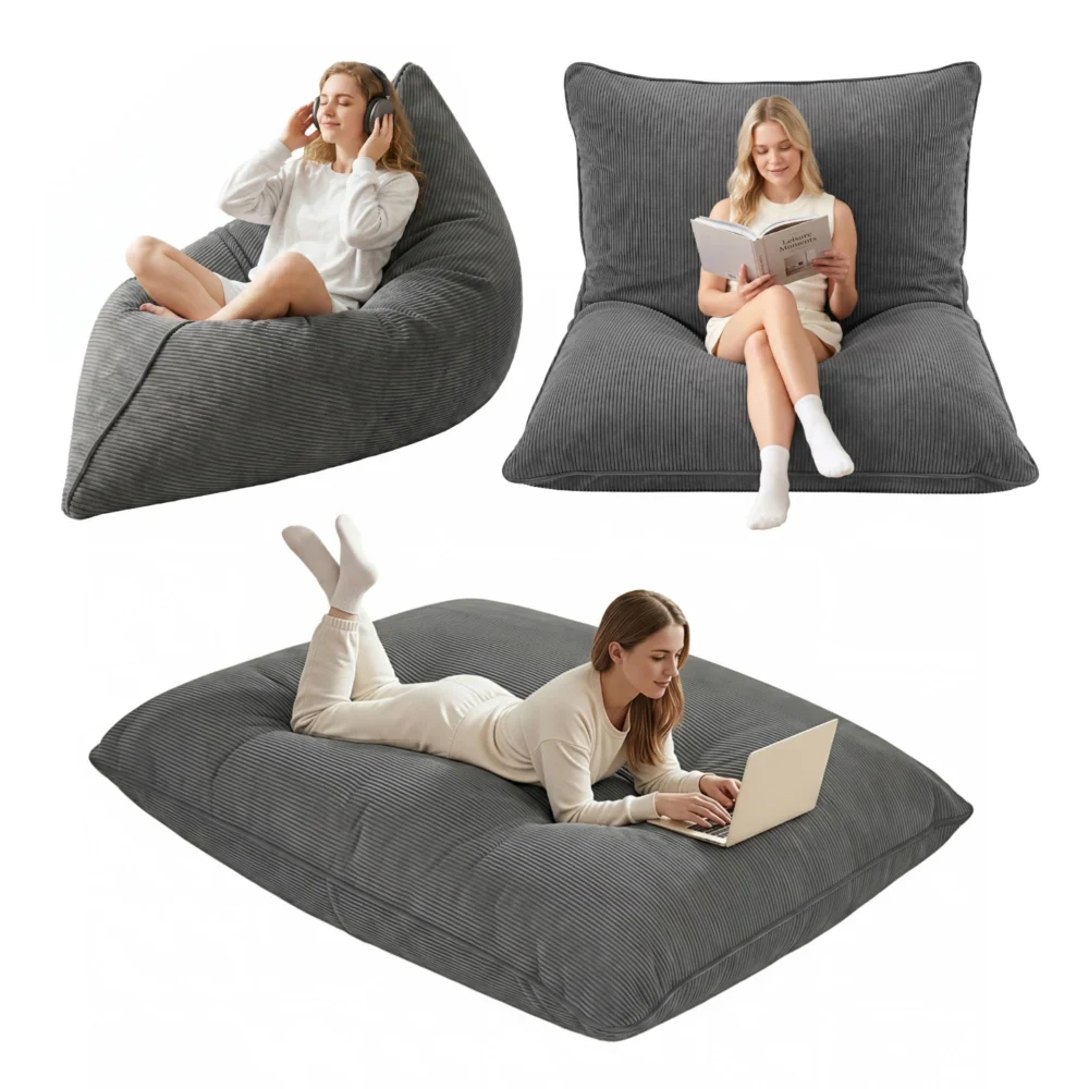 Artiss 3 in 1 Bean Bag Chair Cover (No Filler) Convertible Bean Bag for Adults