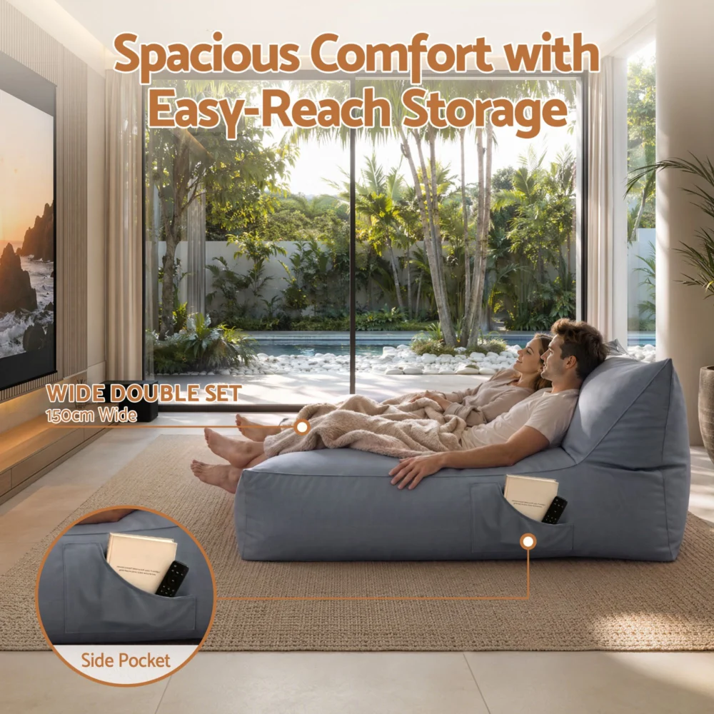 Artiss Outdoor Bean Bag Chair Cover (No Filler) 2 Seater Beanbag Lounge