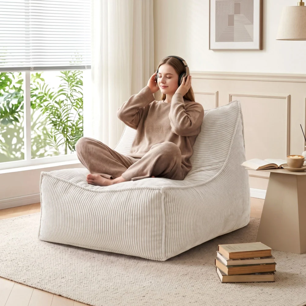 Artiss Bean Bag Chair Cover (No Filler) Soft Corduroy Stuffed Animal Storage