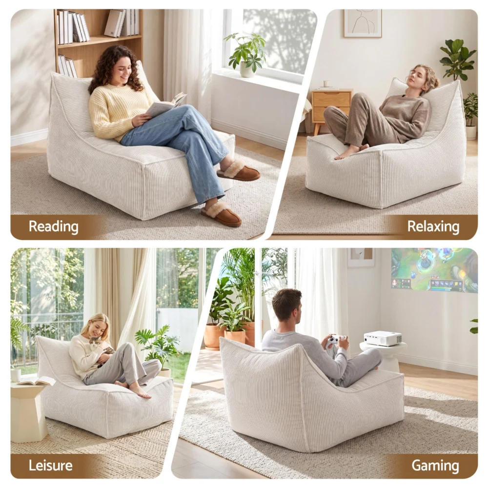Artiss Bean Bag Chair Cover (No Filler) Soft Corduroy Stuffed Animal Storage