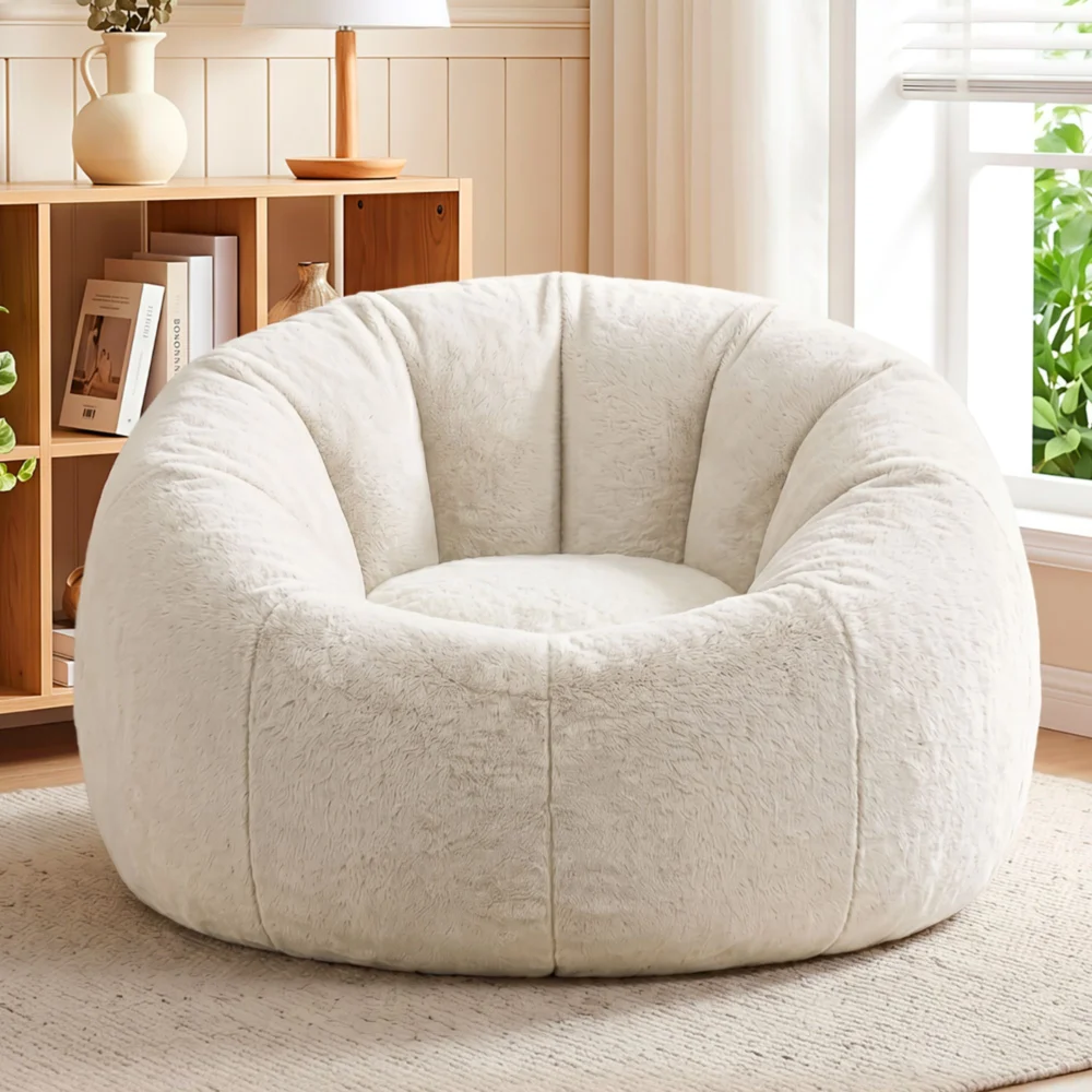 Artiss Bean Bag Chair Cover (No Filler) Soft Faux Fur Beanbag Cover Large Round
