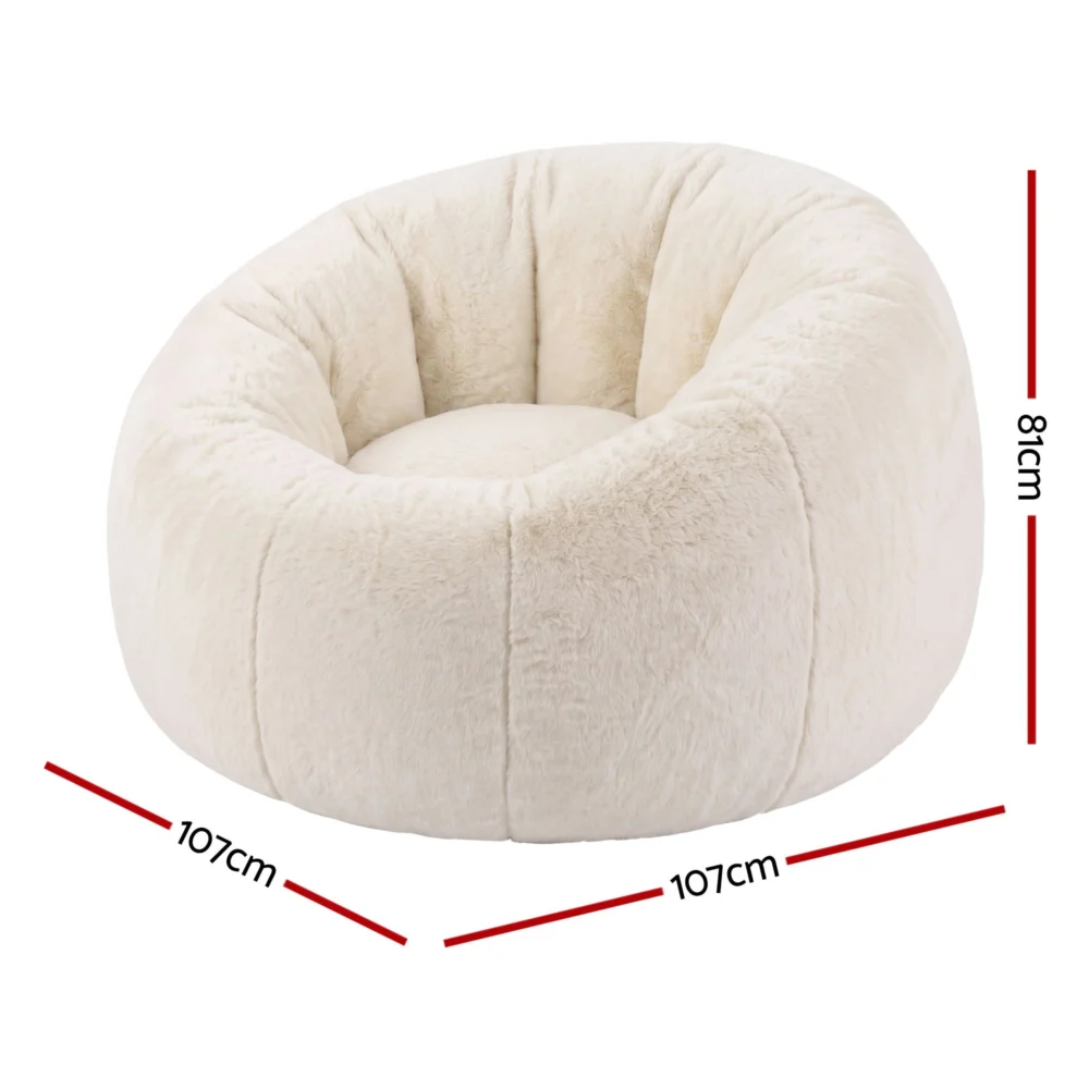 Artiss Bean Bag Chair Cover (No Filler) Soft Faux Fur Beanbag Cover Large Round