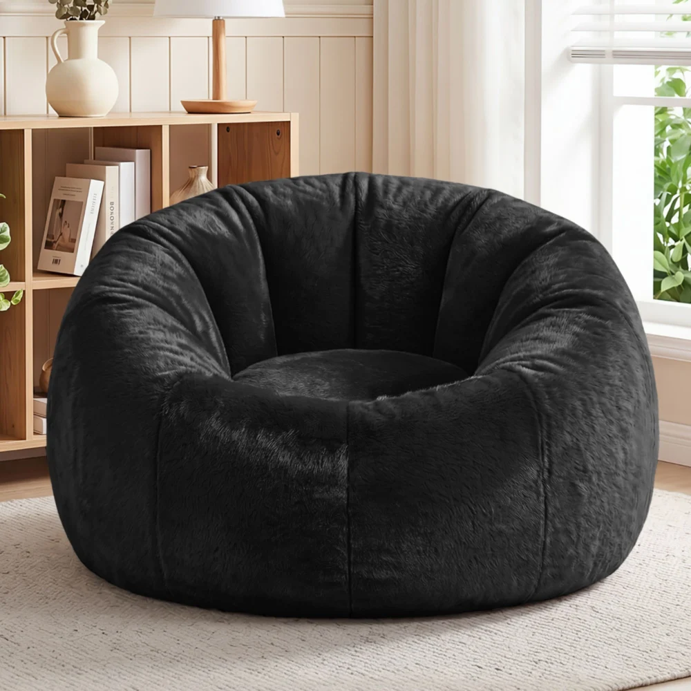Artiss Bean Bag Chair Cover (No Filler) Soft Faux Fur Beanbag Cover Large Round