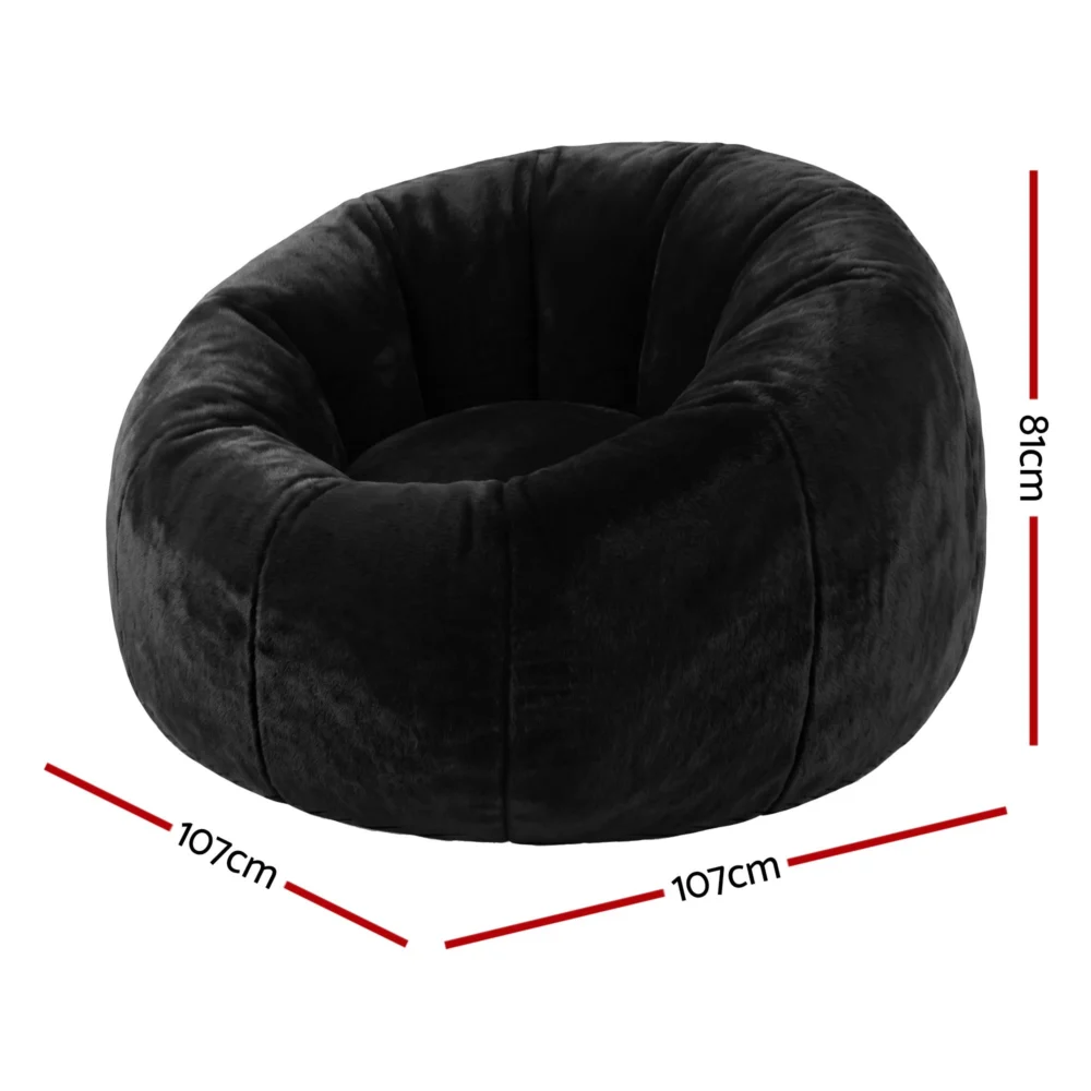 Artiss Bean Bag Chair Cover (No Filler) Soft Faux Fur Beanbag Cover Large Round