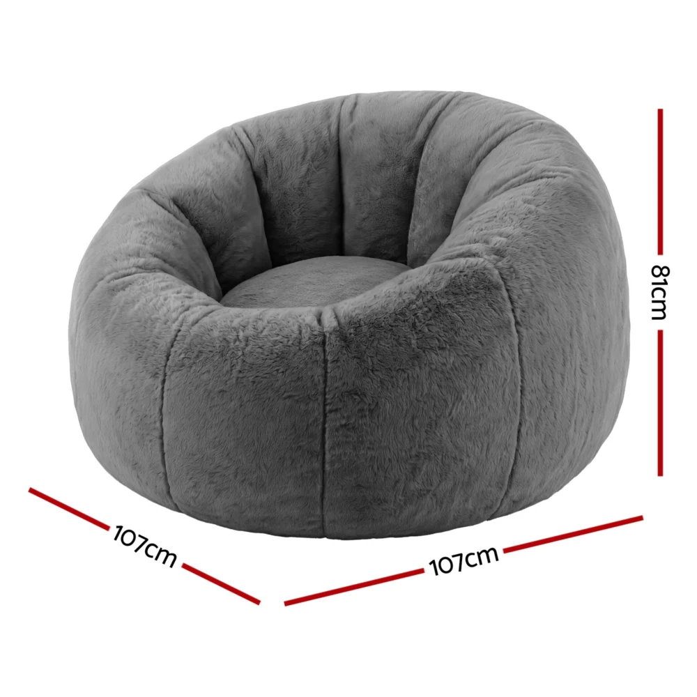Artiss Bean Bag Chair Cover (No Filler) Soft Faux Fur Beanbag Cover Large Round