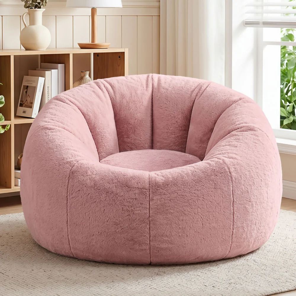 Artiss Bean Bag Chair Cover (No Filler) Soft Faux Fur Beanbag Cover Large Round