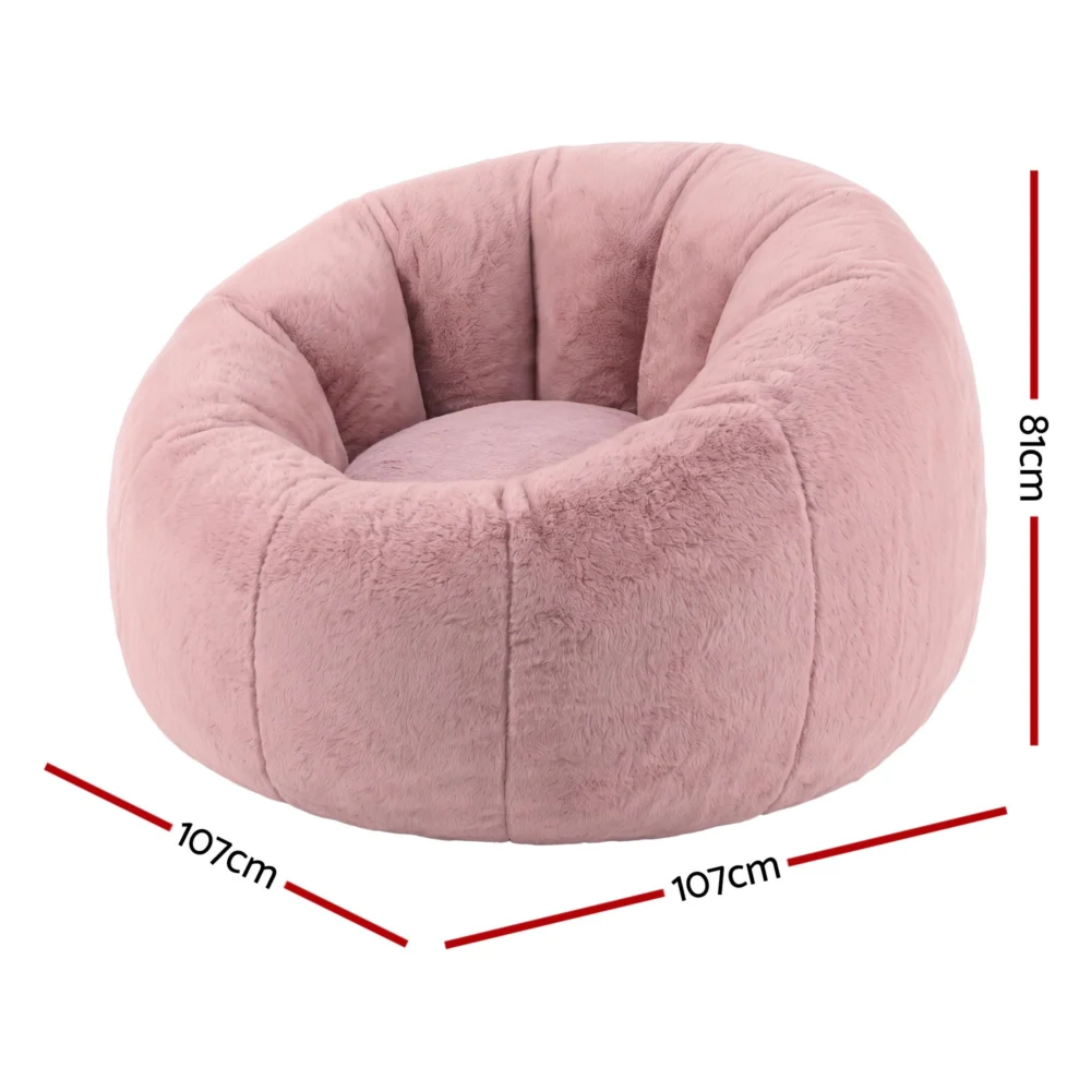 Artiss Bean Bag Chair Cover (No Filler) Soft Faux Fur Beanbag Cover Large Round