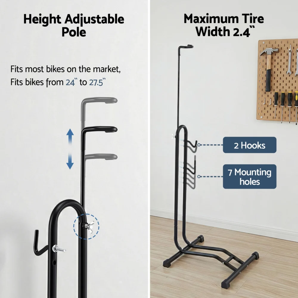 Weisshorn 4-in-1 Bike Parking Stand Vertical Floor Storage Rack for 24"-27.5"
