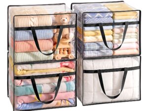 Artiss Blanket Storage Bags 4Pcs 40L PVC Box Clothes Doona Moving Organiser