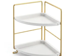 Artiss Bathroom Corner Shelf Countertop Organiser Vanity Storage Rack White Gold